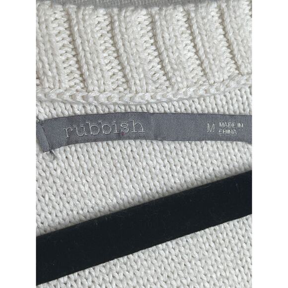 Rubbish Medium Ivory Cable Knit Sleeveless Dress Pockets Tank Style Tunic - Picture 5 of 7